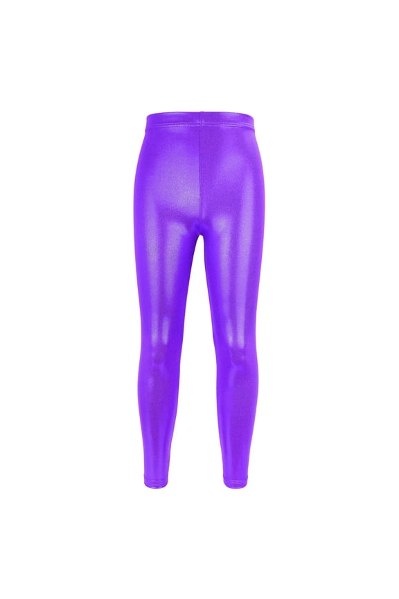 Kids Girls Dance Pants Gymnastic Shiny Metallic Dance Leggings Skinny for Performances Pants Toddler Girls Dance Bike Breathable Playgrounds Gymnastics Glitter Ballet Pants