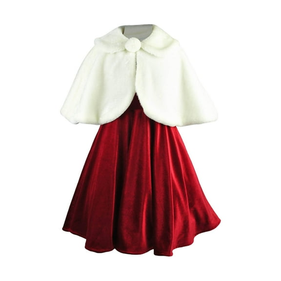 EnJoCho Kids Girls Fleec𝖾 Cloak Cape Jacket Winter Fa𝗎x F𝗎r Lapel Lightweight Shawl Warm Soft Windproof Princess Dress Outerwear Thermal Wear