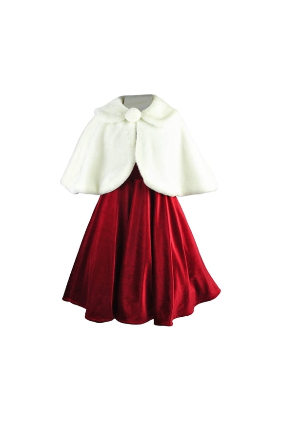 Kids Girls Fleec𝖾 Cloak Cape Jacket Winter Fa𝗎x F𝗎r Lapel Lightweight Shawl Warm Soft Windproof Princess Dress Outerwear Thermal Wear
