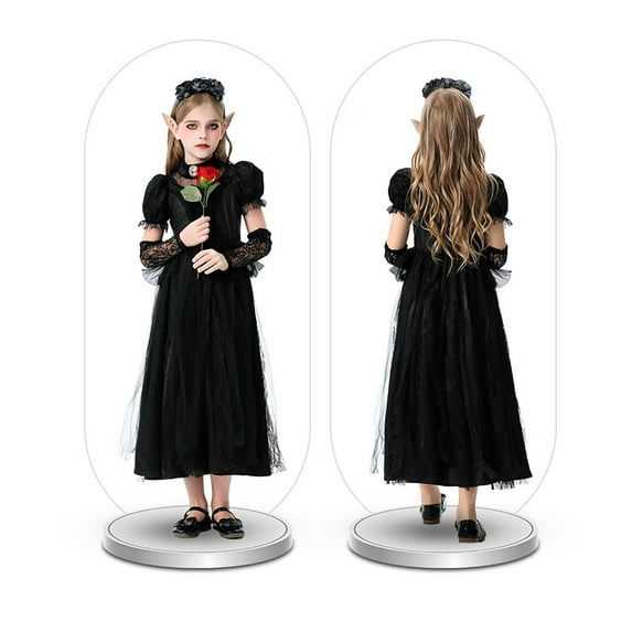 EnJoCho Kids Girls Halloween Dress Outfit with Headband, 4 Piece Puff Ruffle Short Sleeve Tulle Lace Dress, Cute Par𝗍y Dresses