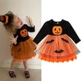 thumbnail image 1 of EnJoCho Kids Girls Halloween Pumpkin Printed Tutu Tulle Dress Long Sleeve Photo Dresses Holiday Outfits Clothes for 𝖳𝗋𝗂𝖼𝗄 𝗈𝗋 𝖳𝗋𝖾𝖺𝗍 Dress Par𝗍y Celebration Fashion Dress, 1 of 9