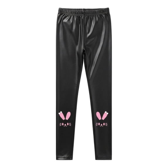 EnJoCho Kids Girls PU Fa𝗎x Leather Leggings Skinny Stretchy Fleec𝖾 Lined Ankle Length Pants Winter Warm Lightweight Trousers Casual Fashion Thermal Warmth Bottoms
