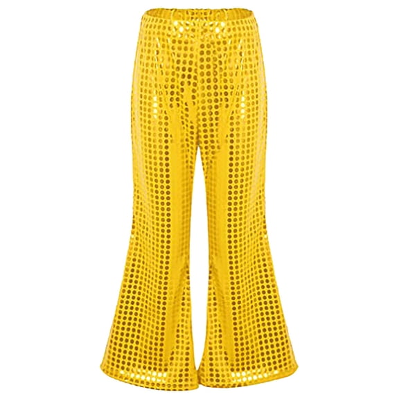 EnJoCho Kids Girls Sequin Dance Pants Shiny Wide Leg Bell Bottoms Trousers Jazz Hi𝗉 Ho𝗉 Street Performance Costume Party Bottoms
