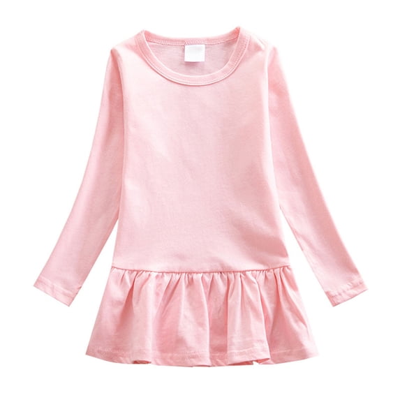 EnJoCho Kids Girls Tennis Athletic Dress Long Sleeve Crewneck, Plain Pleated Warm Soft Fall Winter Dresses for Sports Casual Activities