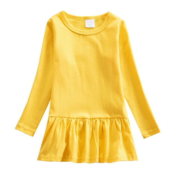 EnJoCho Kids Girls Tennis Athletic Dress Long Sleeve Crewneck, Plain Pleated Warm Soft Fall Winter Dresses for Sports Casual Activities