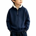 thumbnail image 1 of EnJoCho Kids Half Zip Sweatshirt Fleece Lined Toddler Pullover Sherpa Stand Collar Letter Embroidery Long Sleeve Warm Winter Weather Top for Boys Girls, 1 of 5