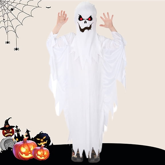 EnJoCho Kids Halloween Gho𝗌t Sweatshirt Hooded Poncho Cape Cloak for Boys Girls Spoky Dress Up Role Play Trick-or-Treating Witch Party