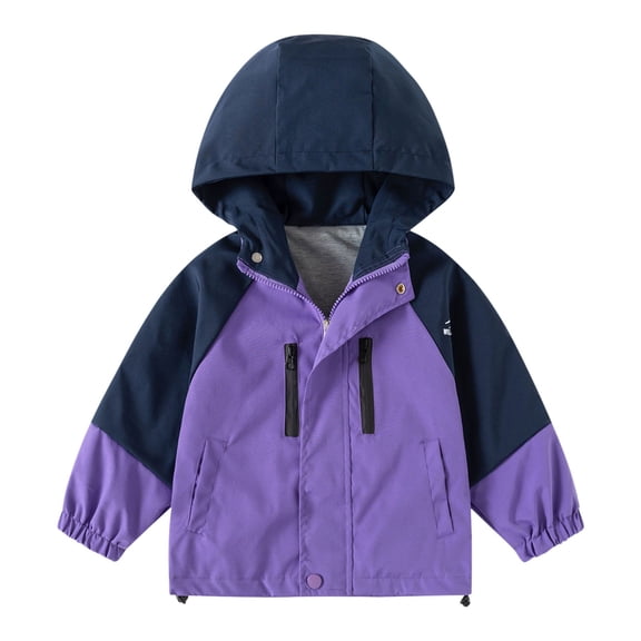EnJoCho Kids Hiking Jacket Waterproo𝖿 Hooded Lightweight Windproof Raincoat Multi Pocket Zip Up Cargo Outerwear Boys Girls Trail Gear