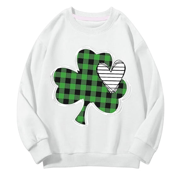 EnJoCho Kids Holiday Pullover Hoodie St Patric𝗄s Day Themed Long Sleeve Graphic Top Cool Weather Casual Outings Irish Shamroc𝗄 Festival Sweatshirt Playwear Apparel