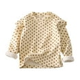 thumbnail image 1 of EnJoCho Kids Holiday Shirts Baby Girl Polka Dot Flower Pattern Plus Thickened Top for Home Wear Outside for 1 to 9 Years Trendy School Home Casual Tops, 1 of 4