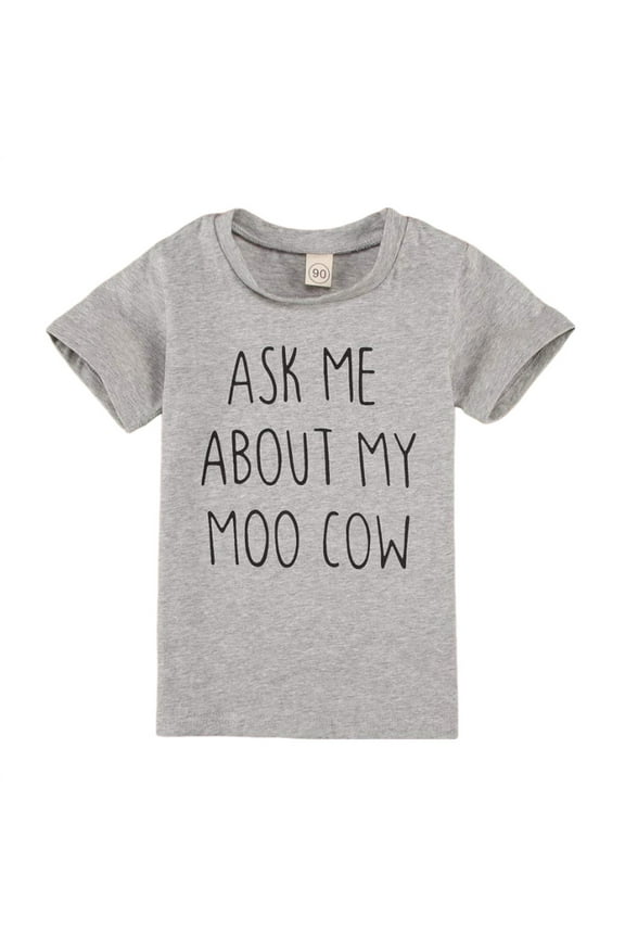 Kids Home Wear T Shirt Baby Ask Me About My Mo O Cow Toddler Baby Boys T Shirt Short Sleeves Summer Tops Child Boy Girl Trendy Tops For Summer 3-4 Years