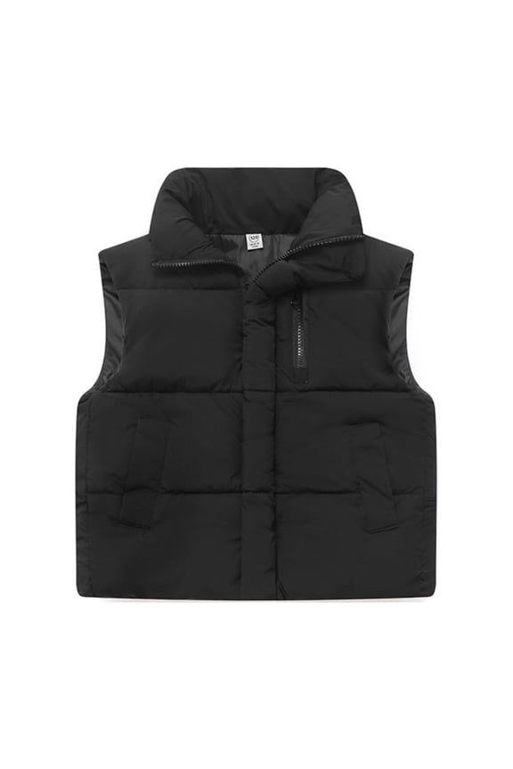 Kids Hooded Puffer Vest Lightweight Loose Warm Winter Quilted Gilet Sleeveless Outerwear Vests Boys Girls 3-12 Years Insulated Body Warmer
