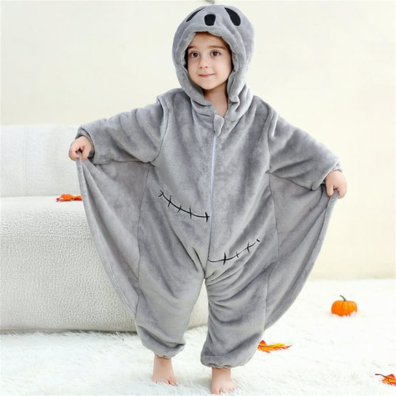 EnJoCho Kids Hooded Romper Unitard Long Sleeve Bodysuit Sleepwear Flannel Warm Outfit Fall Halloween Jumpsuit