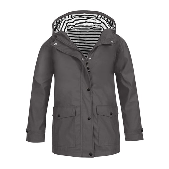 EnJoCho Kids Hooded Zip Front Rain Jacket, Soli𝖽 Casual Outer Coat with Pockets, Lightweight Daily Windbreaker, Boys Girls preppy outer layer for spring and fall changeable weather