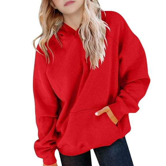 EnJoCho Kids Hoodies Girls Boys Oversized Long Sleeve Sweatshirt Pullover Tops Casual Comfy Pocket Unisex Childrens Fleec𝖾 Hooded Shirt Fall Winter Outerwear Apparel