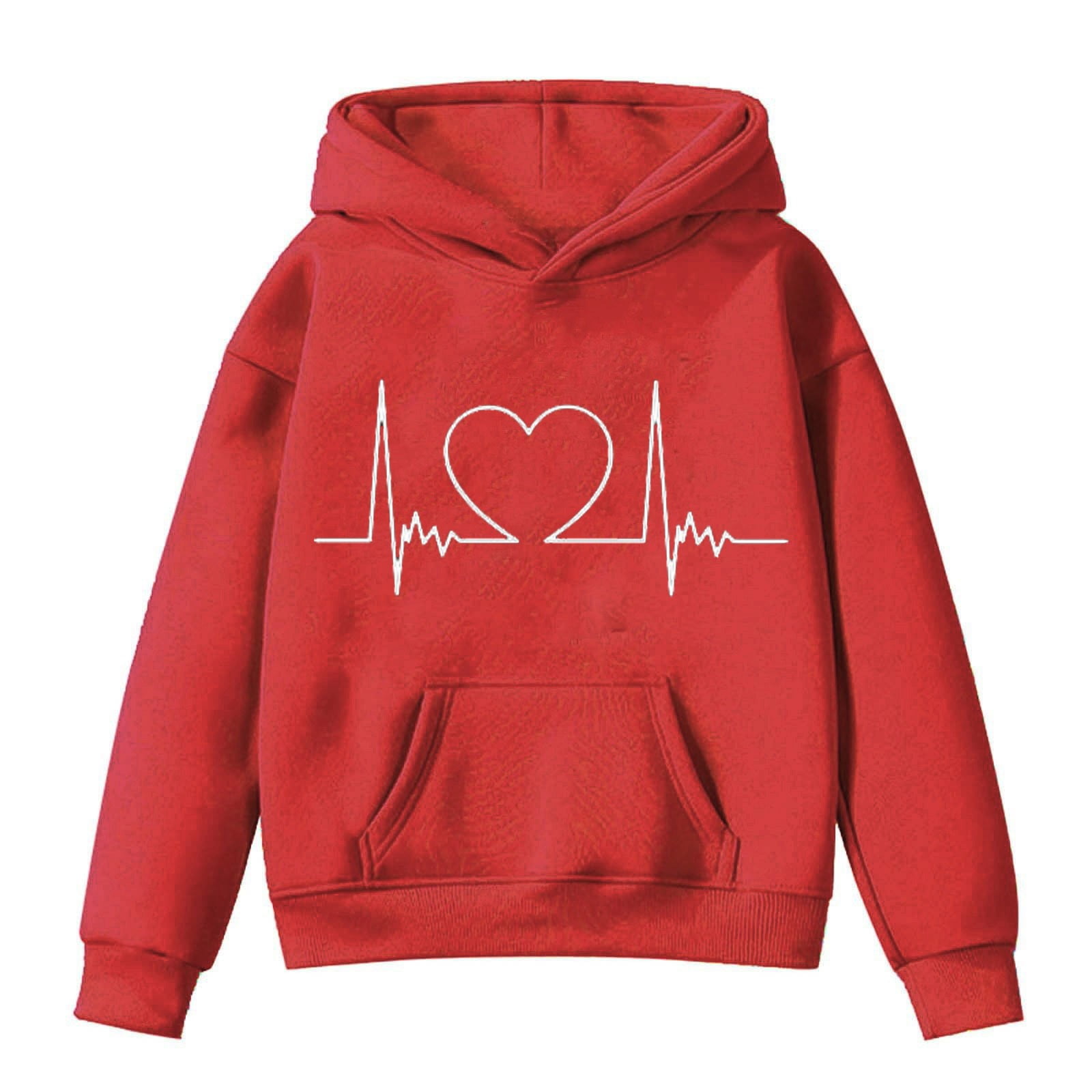Girls Heart printed Full Sleeves Hooded Sweatshirt