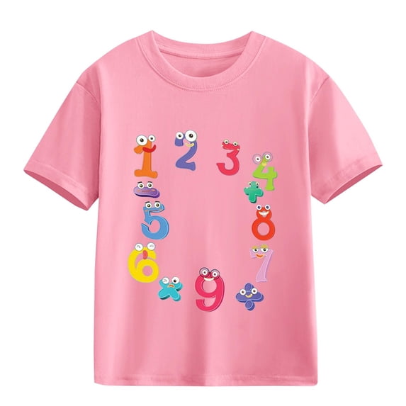 EnJoCho Kids Numbers Print T-Shirt Fun Colorful Summer Lightweight Comfy Soft Casual Pullover Top Blouse Tee Short Sleeve Shirts
