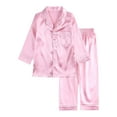 thumbnail image 1 of EnJoCho Kids Pajamas Suit Little Girls Boys Satin Silk Pajama Long Sleeves Sleepwear 2 Piece Button Down Classic Loungewear Pants Suit Comfort PJS Set, 1 of 5
