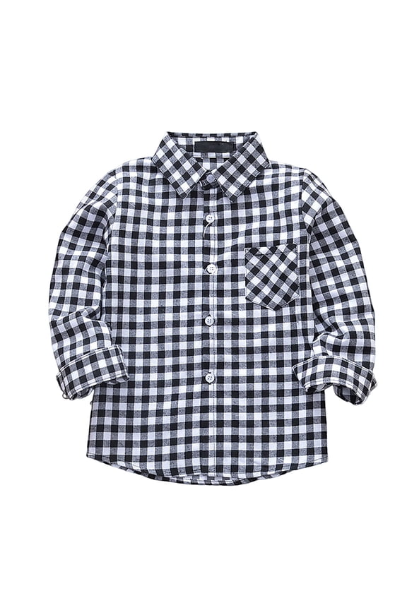 Kids Plaid Flannel Shirt - Boys Girls Long Sleeve Button-Down Jacket Top, Casual Fall Winter Layering Shirt with Pocket