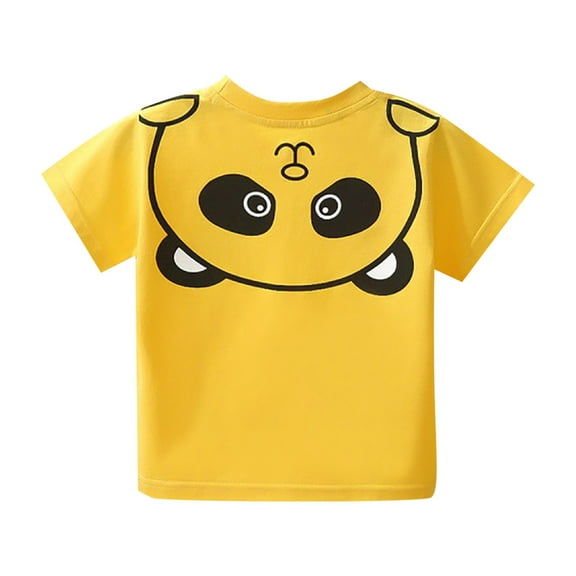 EnJoCho Kids Playwear Tops Girls Cotton Short Sleeve T Shirt Panda Pattern Boy Pajamas Home Wear Air Conditioning Clothes Casual Going Out Kids Trendy Comfort Shirts Tops 5-6 Years