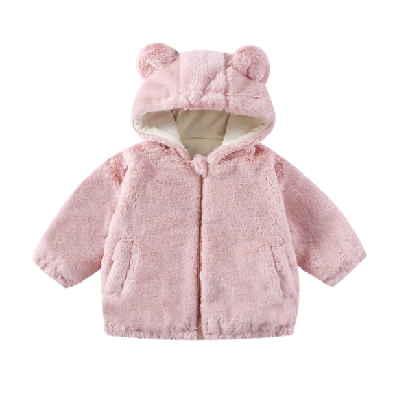 EnJoCho Kids Plush Jacket Hooded Zip Up Solid Color Warm Casual Outerwear Fuzzy Soft Fleec𝖾-Lined Cozy Everyday Wear For Small Medium Children