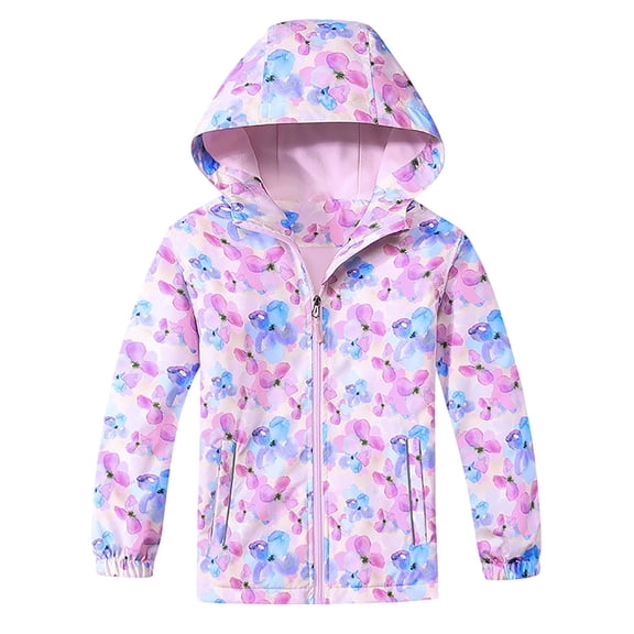 EnJoCho Kids Rain Jackets Hood Lightweight Raincoats Fleec𝖾 Lined Cycling Windproof Coat Windbreaker Kids Waterproof Hiking Jackets