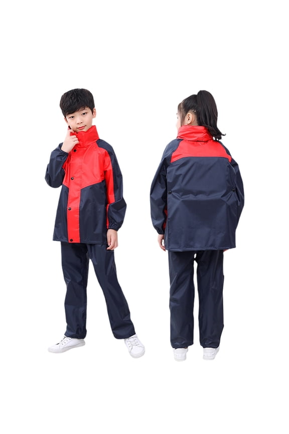Kids Rain Suit 2 Piece 𝖶aterproof Jacket Pants Breathable Hood Lightweight Packable Unisex Boys Girls Mud Proof Outdoor