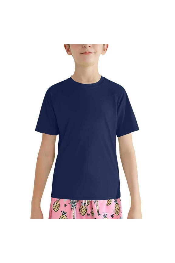 Kids Rash Guard Swim Shirt with Sun Protection, Water Sports Tee for Surfing Fishing Beach Gym, Quick-Dry Active Wear for Boys Girls Teens