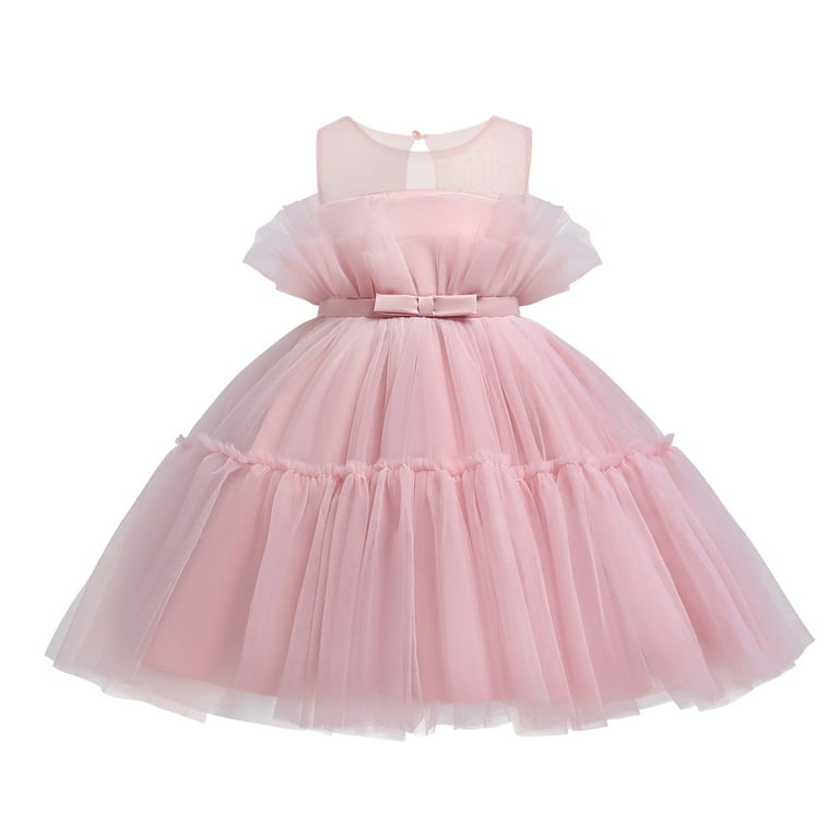 floral bow dress 5y pink AWZXDE Toddler Casual Dresses Floral Bow Long Sleeve Midi Dress Toddler Girls Spring Autumn Outfit 6M To 5Y