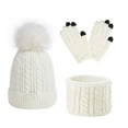 thumbnail image 1 of EnJoCho Kids Slouchy Beanie Hats Warm Winter Glove Beanie Cap Lined Knit Thick Neckerchief Solid Outdoor Warm 3Pcs Set, 1 of 2