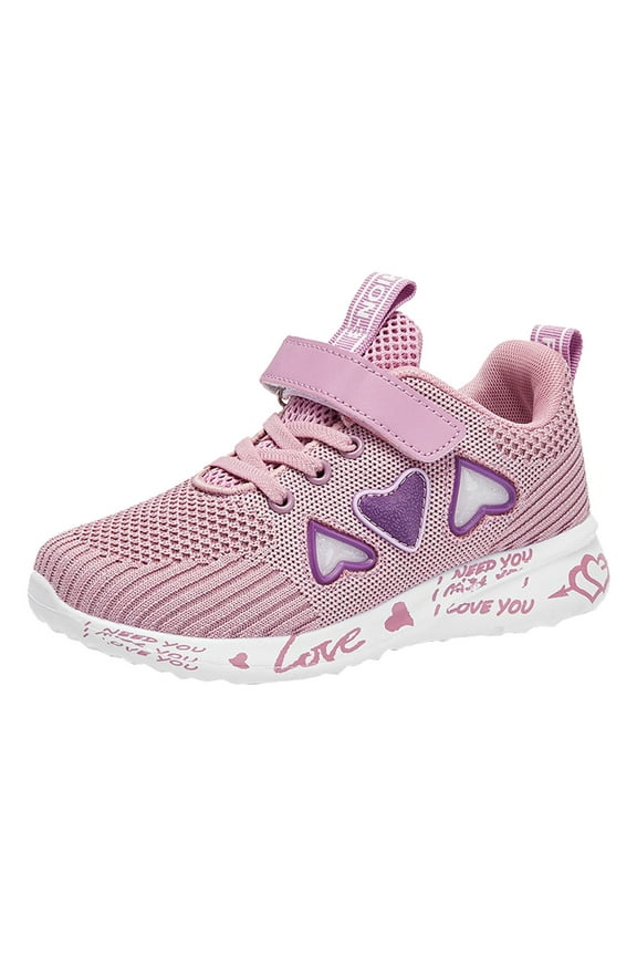 Kids Soft Shoes Children Shoes Spring/Summer Colorful Mesh Heart Shaped Pattern Letter Printed Casual Shoes Party Birthday School Children Casual Sports Shoes Outdoor Wear