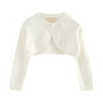 thumbnail image 1 of EnJoCho Kids Solid Color Blouse Kids Girls Shawl Top Spring/Summer Long Sleeved Lace Single Button Bow Cardigan Tops Coat Girls Party Birthday School Clothes, 1 of 10