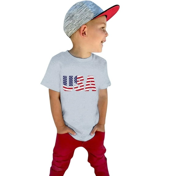EnJoCho Kids Solid Tops Toddler Kids Baby Girls Boys 4th Of July Summer Short Sleeve Independence Day T Shirt Tee American Flag Tops 1 Year