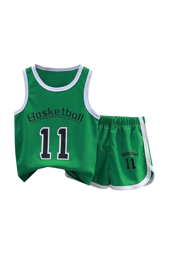 Kids Sports Shorts Set Todder Boys Jerseys Tracksuit 2 Pcs Basketball Top Mesh Shorts Set Children's Summer Sports Suit Boys Short Sleeve Vest Suit