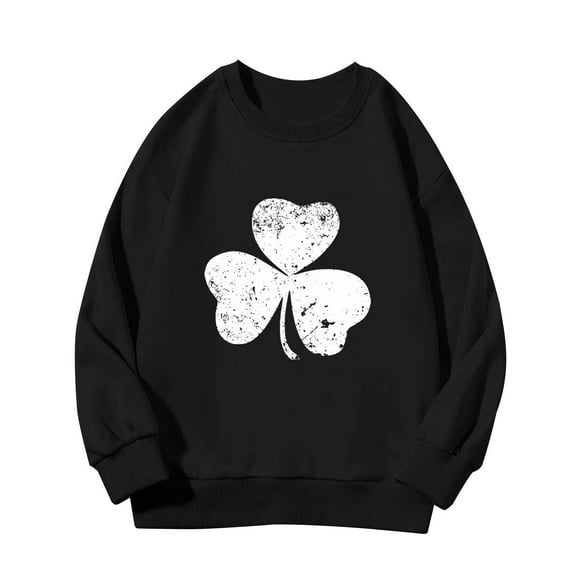 EnJoCho Kids St Patric𝗄s Day Luck𝗒 Shamroc𝗄 Hoodie Sweatshirt Long Sleeve Funny Irish Graphic Pullover Boy Girl Playwear