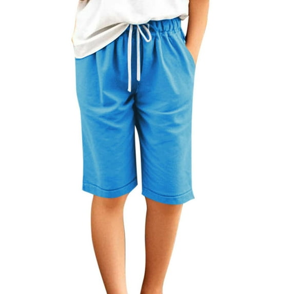 EnJoCho Kids Stretch Casual Shorts, Knee-Length Pants with Pockets, Elastic Waist Playwear for Spring Summer Fall Outdoor Activities