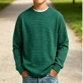 thumbnail image 1 of EnJoCho Kids Striped T Shirt Long Sleeve Crewneck Soft Basic Layer Top Raglan Casual Warm Tee for Boys Girls Toddler Fall Winter School Daily Outdoor Wear, 1 of 6