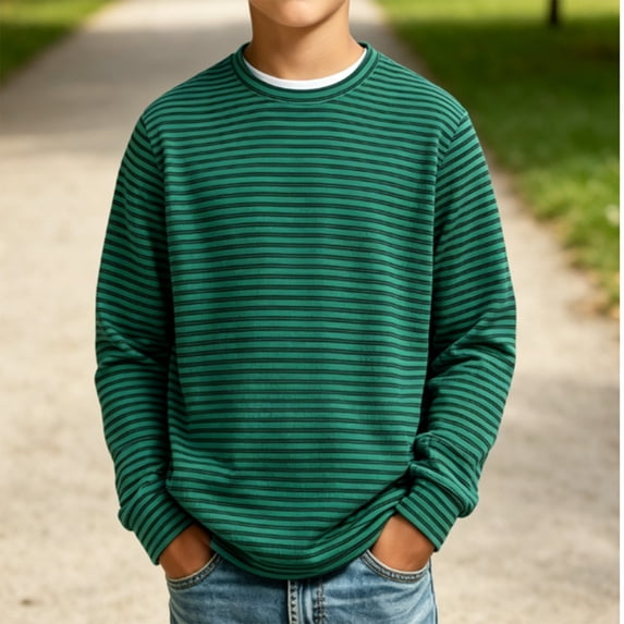 EnJoCho Kids Striped T Shirt Long Sleeve Crewneck Soft Basic Layer Top Raglan Casual Warm Tee for Boys Girls Toddler Fall Winter School Daily Outdoor Wear