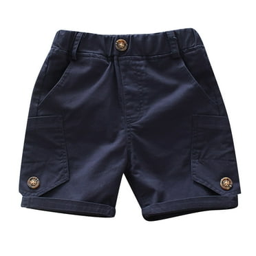 EnJoCho Kids Summer Casual Shorts Toddler Baby Boys Solid Color Summer Cotton Shorts Black Multi Pockets Button Pants Home School Sports Daily Clothes