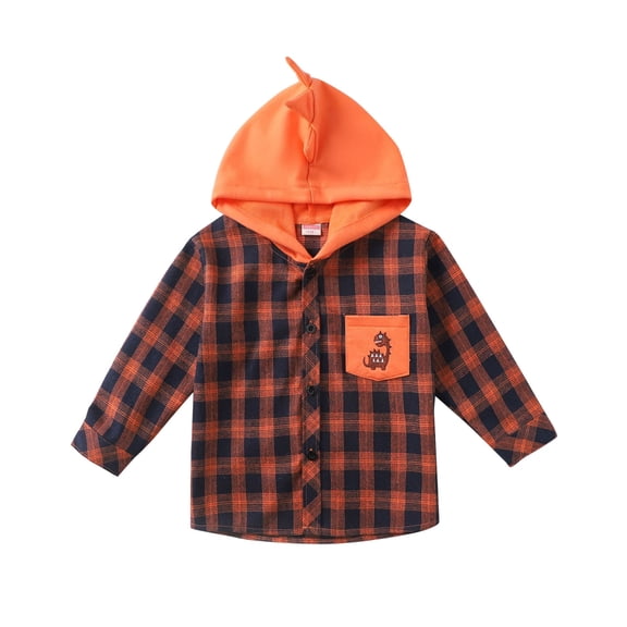 EnJoCho Kids Summer Outwear Toddler Boys Blouse Long Sleeve Plaid Prints Shirt Coat Hoodie Tops For Children 1 to 5 Years