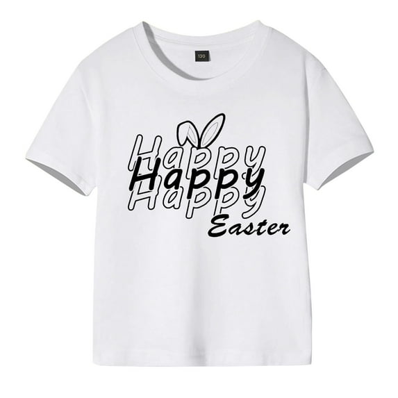 EnJoCho Kids Summer Shirts Cute Happy Easter Bunny T Shirt for Toddler Girls Easter Shirt Tee Short Sleeve Shirts Kids Tees Top Bunny Rabbit Graphic T Shirt