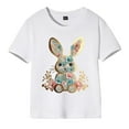 thumbnail image 1 of EnJoCho Kids Summer Shirts Cute Happy Easter Bunny T Shirt for Toddler Girls Easter Shirt Tee Short Sleeve Shirts Kids Tees Top Bunny Rabbit Graphic T Shirt, 1 of 7