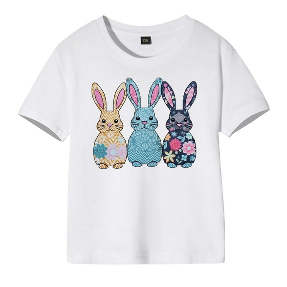 EnJoCho Kids Summer Shirts Cute Happy Easter Bunny T Shirt for Toddler Girls Easter Shirt Tee Short Sleeve Shirts Kids Tees Top Bunny Rabbit Graphic T Shirt