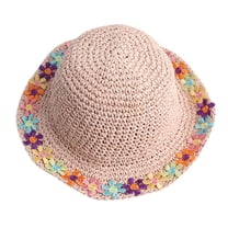 EnJoCho Kids Summer Straw Hat Floral Beach Sun Protection Hat for Girls Boys Baby Child Casual Outing Beach Hats