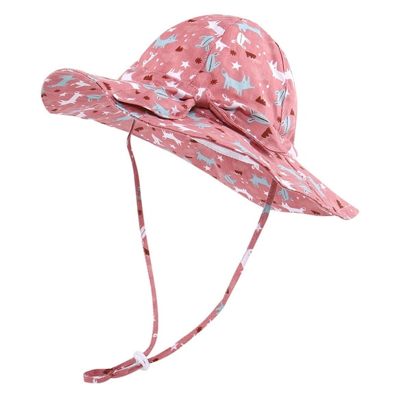 EnJoCho Kids Sun Hat Girls Boys Mesh Bucket Hat Summer Cute Beach Hat Kids Foldable Fishing Hat 1-5Y Chin Adjustable