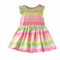 thumbnail image 1 of EnJoCho Kids Sweater Skirt Baby Girls Rainbow Flying Sleeves Colorful Striped Dress Girl Princess Dress 1 to 7 Years Cute Little Girl Summer Fashion Party Dress, 1 of 8