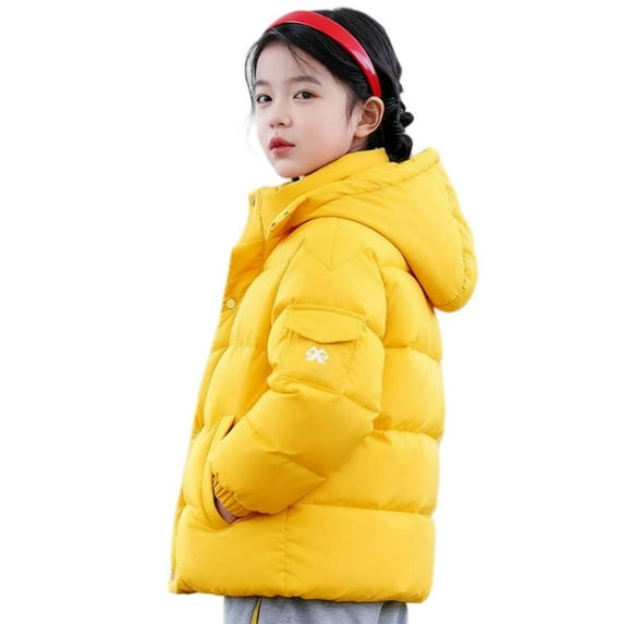 EnJoCho Kids Thickened Down Cotton Jacket Coat Warm Winter Solid Color Outerwear for Middle Big Children Padded Parka