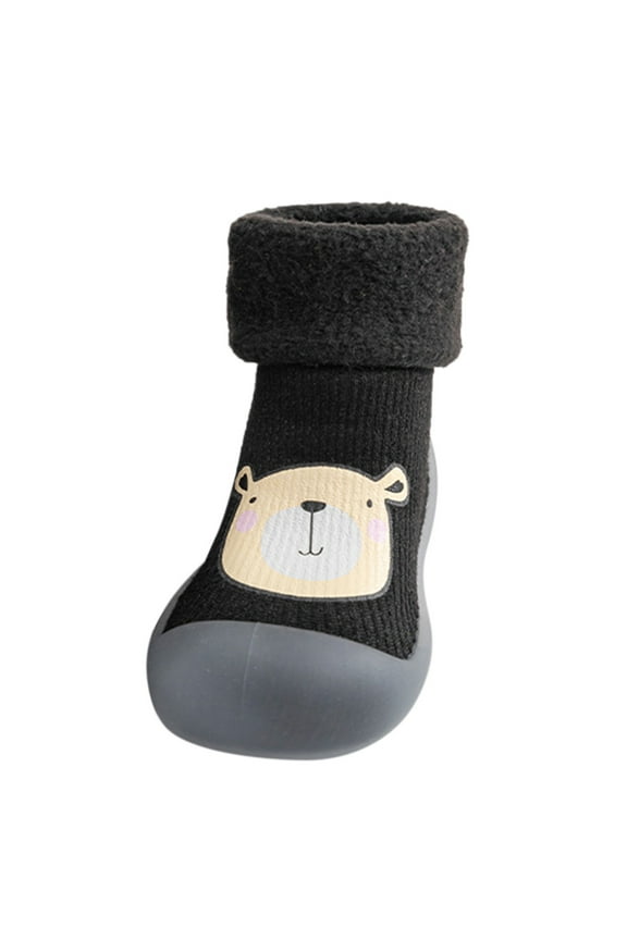 Kids Toddler Baby Boys Girls Solid Warm Knit Soft Sole Rubber Shoes Socks Slipper Stocking Toddler Kids Fashion Indoor Outdoor Shoes Baby Unisex Sports Shoes
