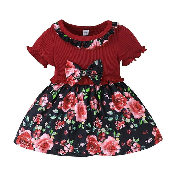 EnJoCho Kids Toddler Baby Girls Spring Summer Floral Ruffle Dress Clothing Blue Cute Trendy Outfits Clothing Set Casual Party Dress