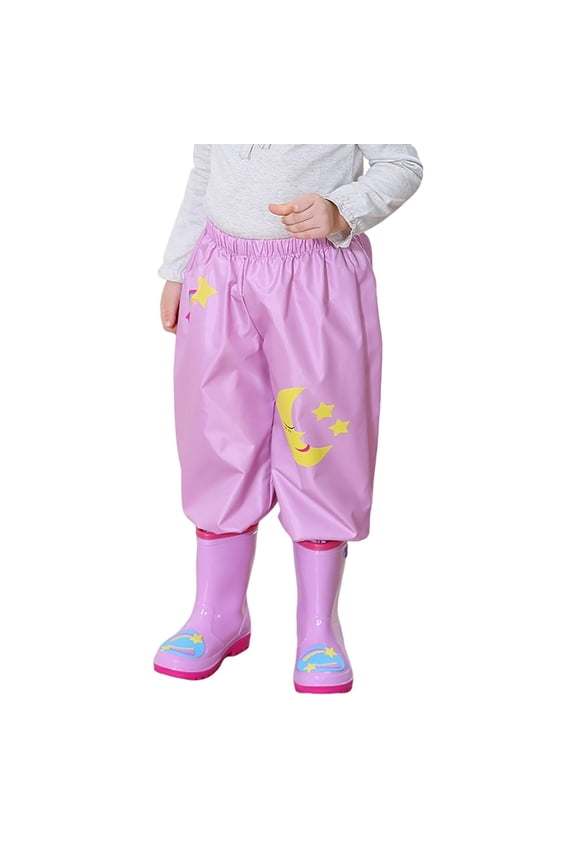 Boys Girls Waterproof Rain Pants Unisex Kids Lightweight Windproof Rainwear Elastic Waistband Hiking Camping Outdoor Storm Trousers
